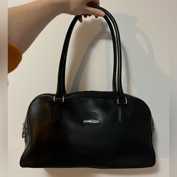 Longchamp Handbags - Longchamp Roseau black leather shoulder bag